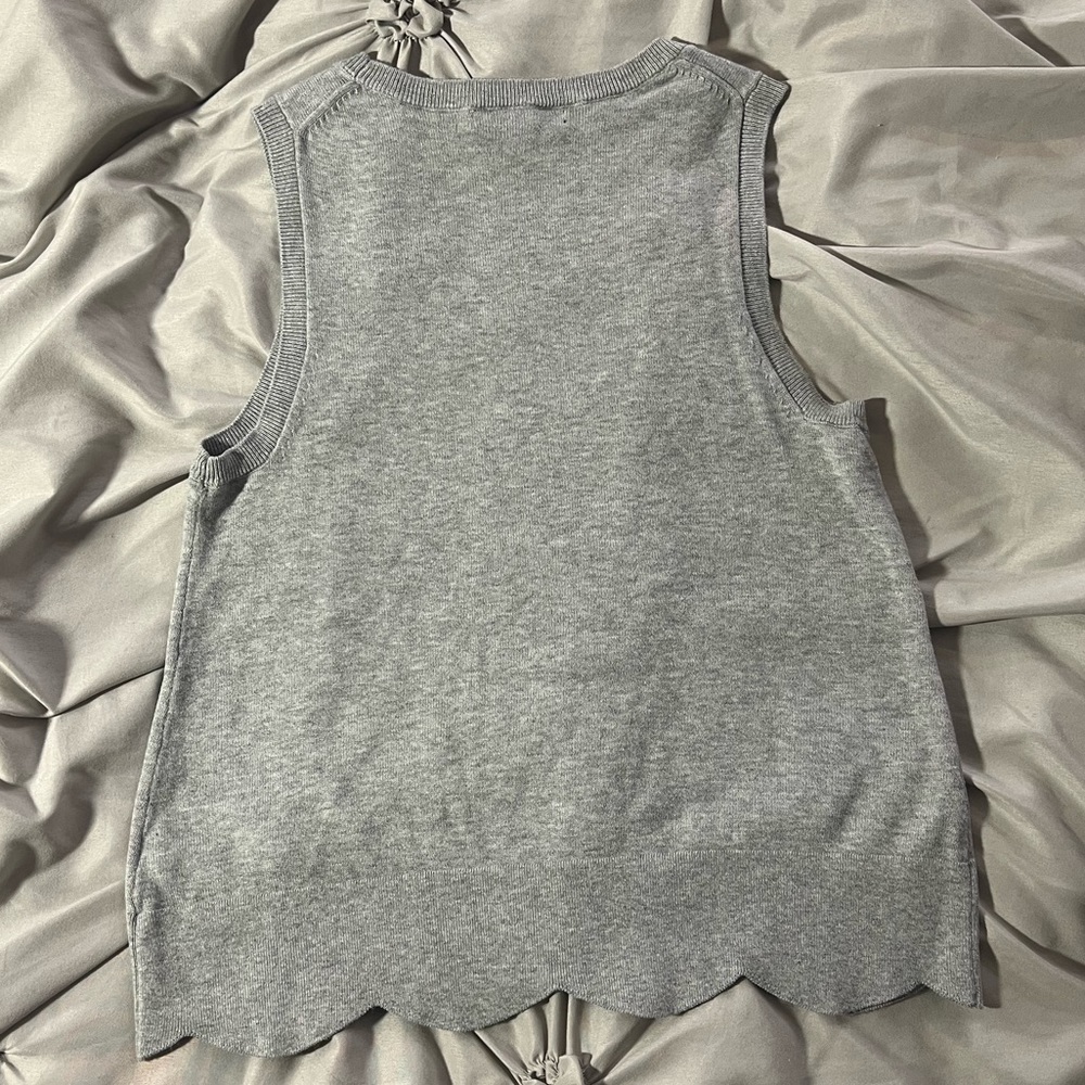 Banana Republic Grey Knit Pattern Trimmed Crew Swoop Neck Sweater Vest - Picture 2 of 5